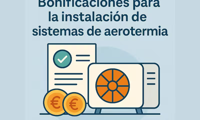 Un dibujo de una factura, unas monedas de euro y una máquina de aerotermia