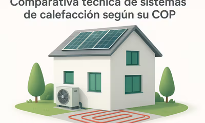Casa con instalación de placas solares, sistema de aerotermia y suelo radiante en estilo moderno